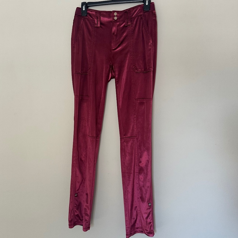 White House Black Market Straight Ankle Size 2 Velvet Burgundy Utility Pant